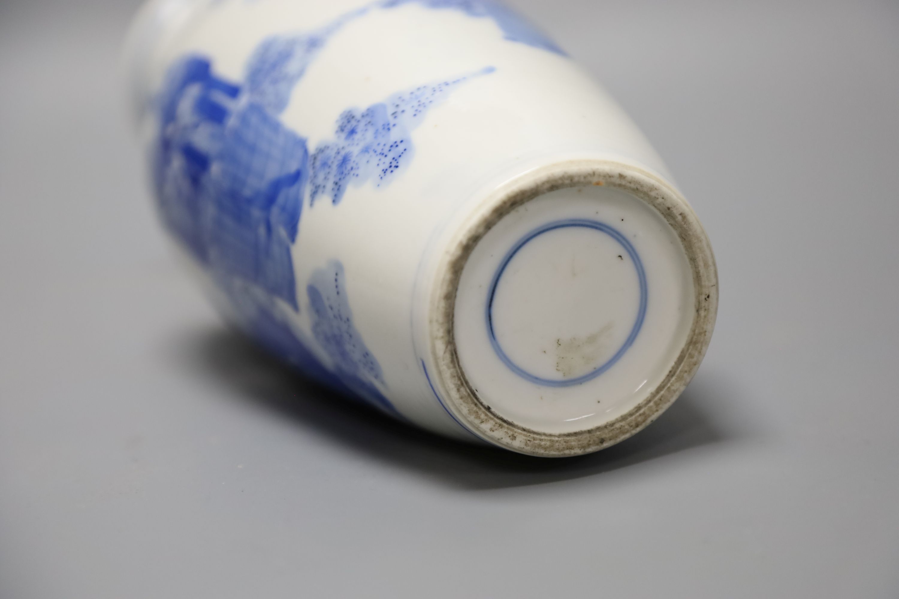 A Chinese Republic period blue and white bottle vase, height 29cm